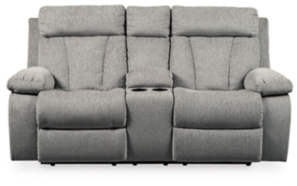 Ashley Mitchiner Fog Reclining Loveseat with Console