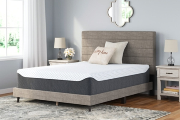 Ashley 14 Inch Chime Elite White Blue Queen Memory Foam Mattress in a Box