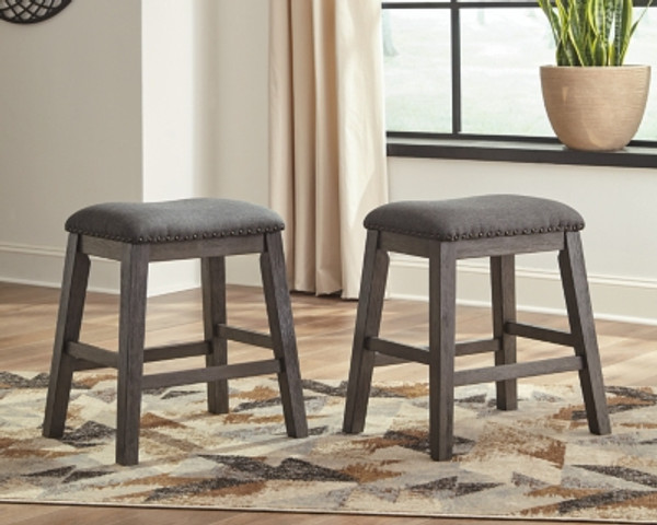 Ashley Caitbrook Gray Counter Height Upholstered Barstools (Set of 2)