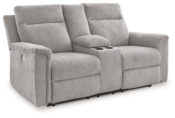 Ashley Barnsana Gravel Power Reclining Loveseat with Console 3320296C