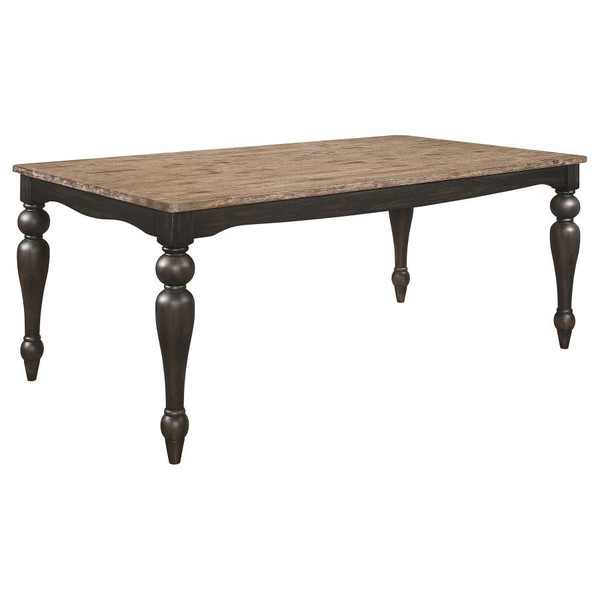 Coaster Bridget Rectangular Dining Table Brown Brushed and Charcoal Sandthrough