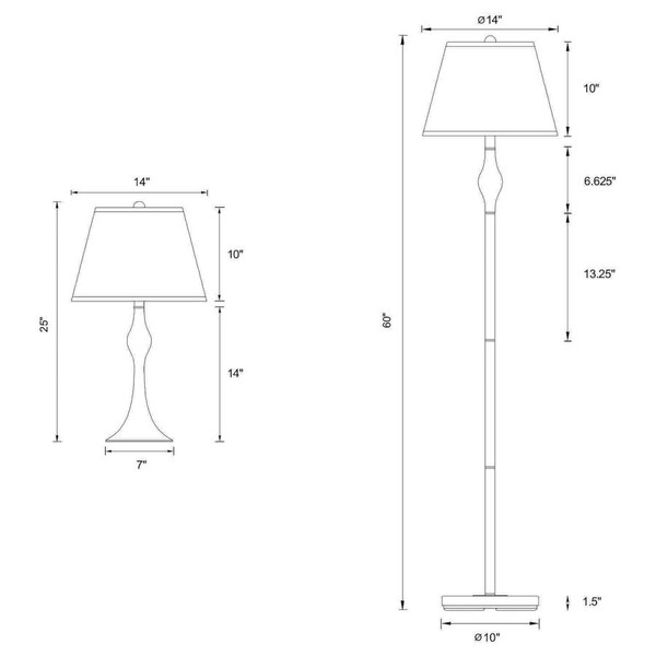 Coaster Griffin 3piece Floor and Table Lamp Set Brushed Nickel