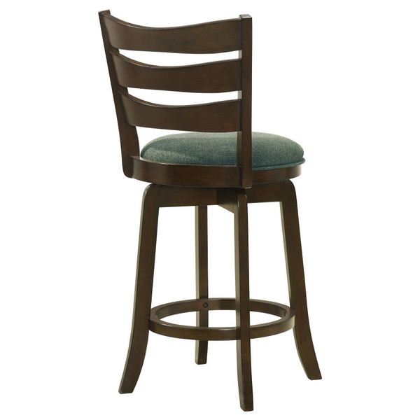 Coaster Murphy Ladder Back Counter Height Swivel Bar Stool Dark Cherry and Hunter Green