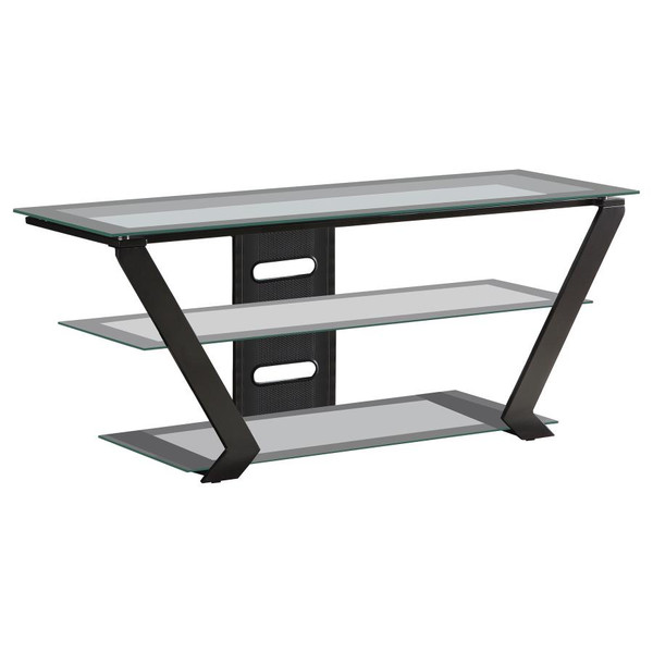 Coaster Donlyn 2tier Metal 50 TV Stand with Glass Shelves Black