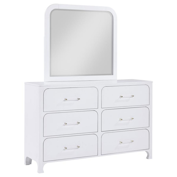 Coaster Anastasia 6drawer Dresser with Mirror Pearl White