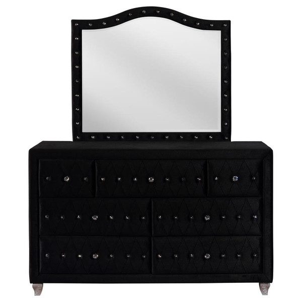 Coaster Deanna 7drawer Upholstered Dresser with Mirror Black