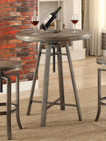 Coaster Bartlett Round 32inch Adjustable Bar Table Brushed Nutmeg