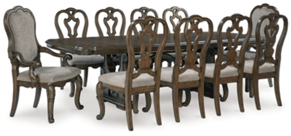 Ashley Maylee Dark Brown Dining Table and 10 Chairs D947/55B/55T/01(8)/01A(2)