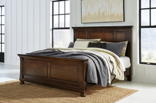 Ashley Porter Rustic Brown Queen Panel Bed with Mirrored Dresser