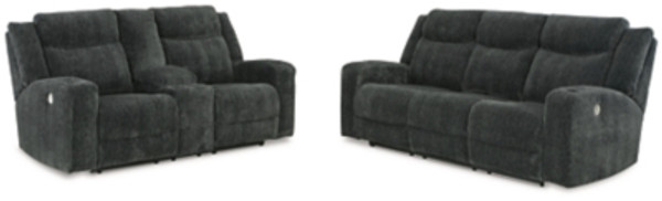 Ashley Martinglenn Ebony Rower Reclining Sofa and Loveseat