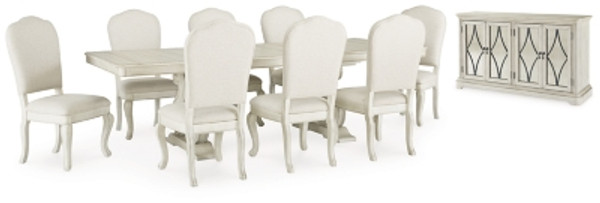 Ashley Arlendyne Antique White Dining Table and 8 Chairs with Storage