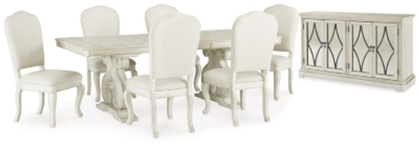 Ashley Arlendyne Antique White Dining Table and 6 Chairs with Storage