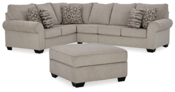 Ashley Claireah Umber 3-Piece Sectional with Ottoman