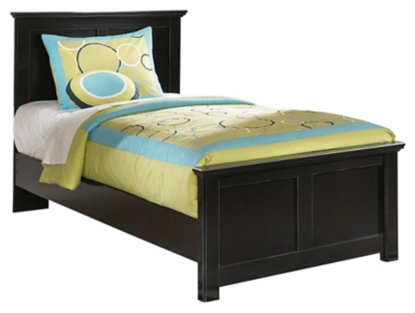 Ashley Maribel Black Twin Panel Bed with Mirrored Dresser and Nightstand
