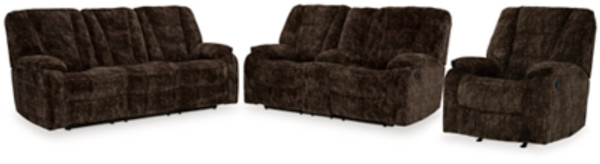 Ashley Soundwave Chocolate Sofa, Loveseat and Recliner