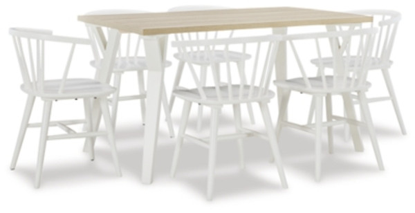 Ashley Grannen White Natural Dining Table and 6 Chairs