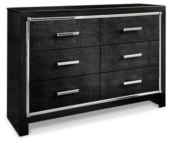 Ashley Kaydell Black King Upholstered Panel Headboard with Dresser