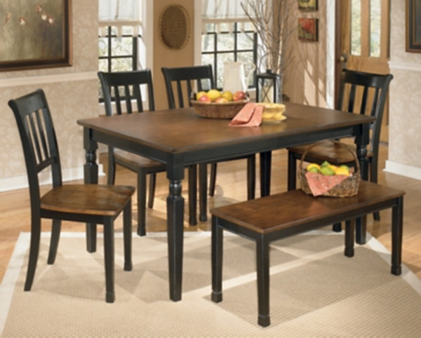 Ashley Owingsville Black Brown Dining Table and 4 Chairs and Bench