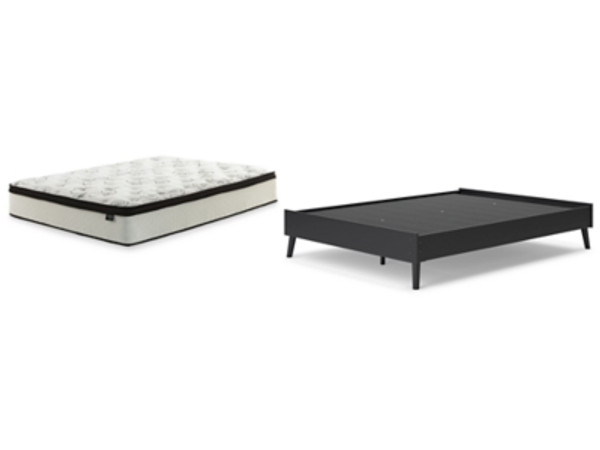 Ashley Charlang Black Queen Platform Bed with Mattress EB1198/113/M697/31