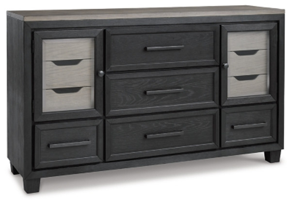 Ashley Foyland Black Brown California King Panel Storage Bed with Dresser
