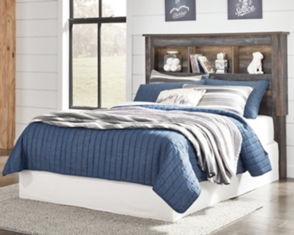 Ashley Drystan Multi Full Bookcase Headboard Bed with Mirrored Dresser and Chest