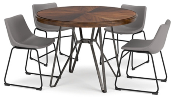 Ashley Centiar 5 Piece Dining Set with Two-tone Brown Table and 4 Gray Chairs