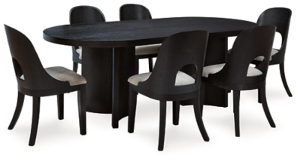 Ashley Rowanbeck Black Dining Table and 6 Chairs