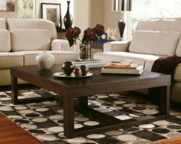 Ashley Watson Dark Brown Coffee Table with 2 End Tables