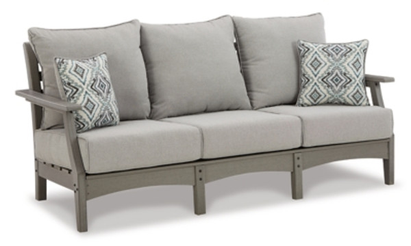 Ashley Visola Gray Outdoor Sofa and Loveseat with Coffee Table