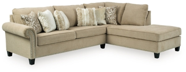 Ashley Dovemont Putty 2-Piece Sectional with Ottoman