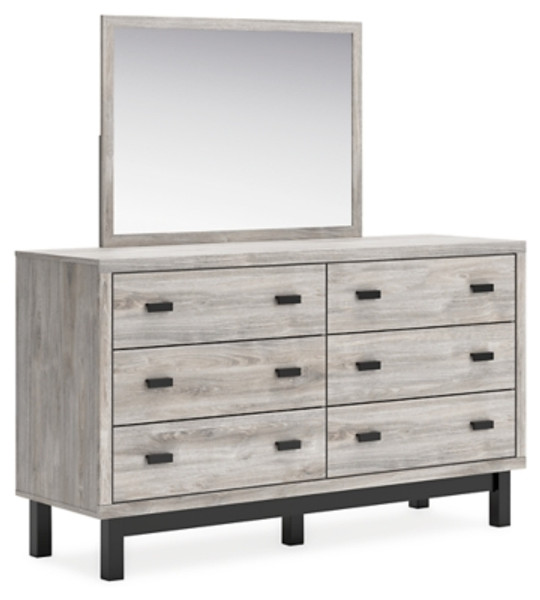 Ashley Vessalli Gray Queen Panel Bed with Mirrored Dresser, Chest and Nightstand