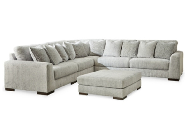 Ashley Regent Park Pewter 5-Piece Sectional with Ottoman