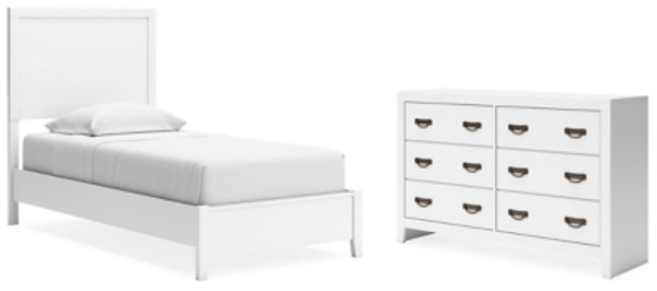 Ashley Binterglen White Twin Panel Bed with Dresser