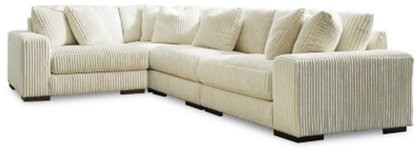 Ashley Lindyn Ivory 4-Piece Sectional with Ottoman