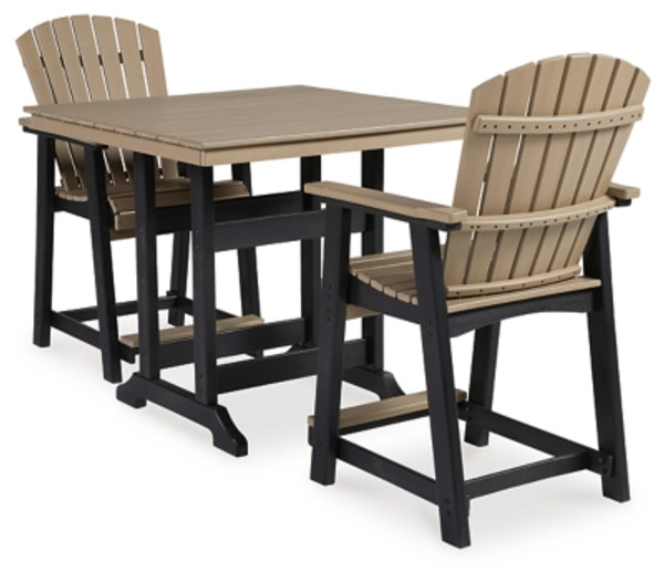 Ashley Fairen Trail Black Driftwood Outdoor Counter Height Dining Table and 2 Barstools