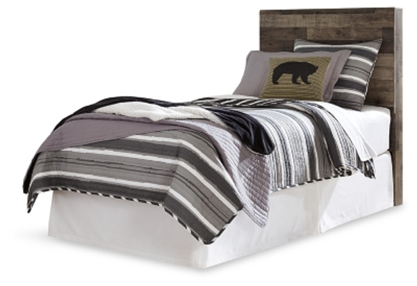 Benchcraft Derekson Multi Gray Twin Panel Headboard Bed with Mirrored Dresser and 2 Nightstands