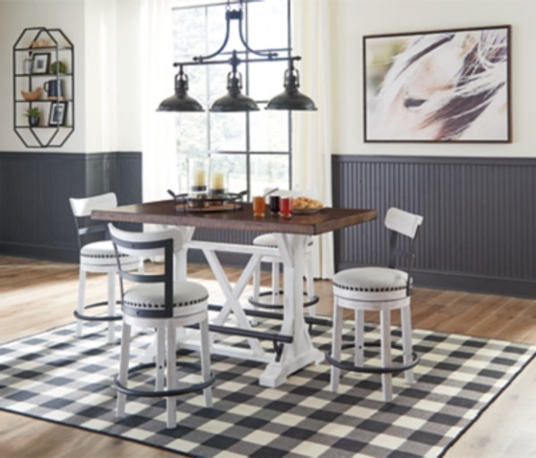 Ashley Valebeck White Counter Height Dining Table and 4 Barstools