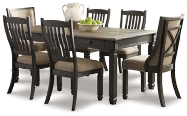 Ashley Tyler Creek Black Gray 7-Piece Dining Set with Table, 4 Chairs and 2 Framed Back Chairs