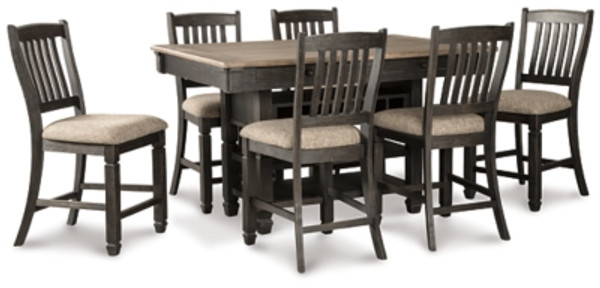 Ashley Tyler Creek Black Gray Counter Height Dining Table and 6 Barstools