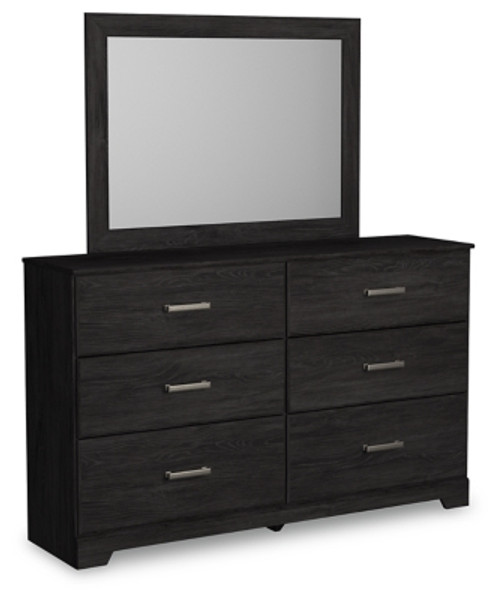 Ashley Belachime Black Full Panel Bed with Mirrored Dresser