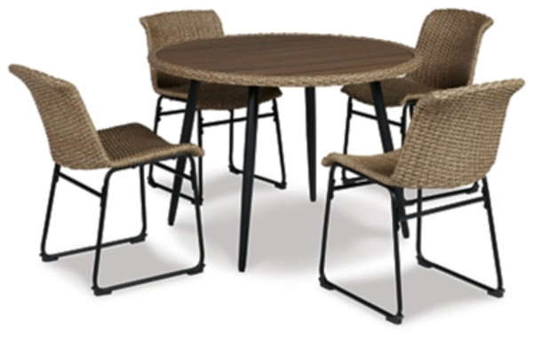 Ashley Amaris Brown Black Outdoor Dining Table and 4 Chairs