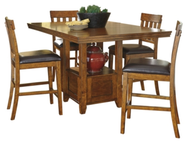 Ashley Ralene Medium Brown Counter Height Dining Table and 4 Barstools Ashley Ralene Medium Brown Counter Height Dining Table and 4 Barstools