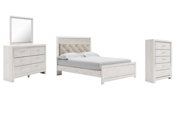 Ashley Altyra White Queen Panel Bed with Mirrored Dresser and Chest B2640/54/57/96/31/36/46