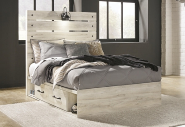 Ashley Cambeck Whitewash Full Panel Bed with 4 Storage Drawers with Dresser