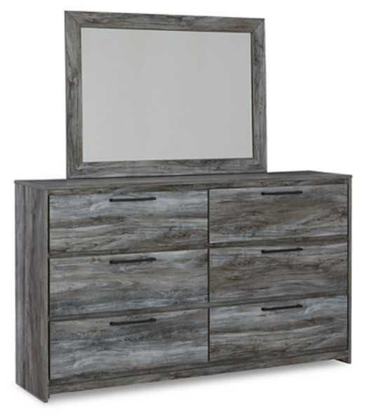 Ashley Baystorm Gray King Panel Headboard with Mirrored Dresser and Chest
