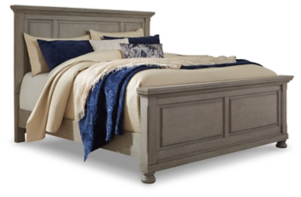 Ashley Lettner Light Gray King Panel Bed with Dresser