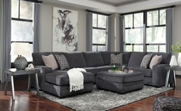 Benchcraft Tracling Slate 3-Piece Sectional with Ottoman