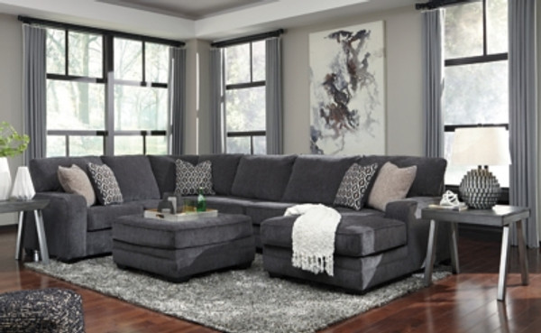 Benchcraft Tracling Slate 3-Piece LAF Sofa, Armless Loveseat and RAF Chaise Sectional with Ottoman