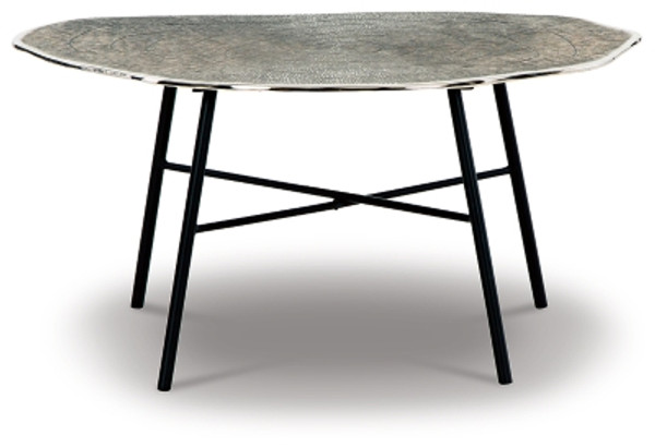 Ashley Laverford Chrome Black Coffee Table with 2 End Tables