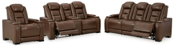 Ashley The Man-Den Mahogany Sofa, Loveseat and Recliner